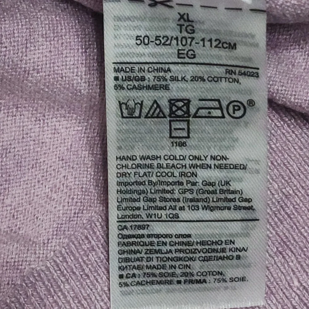 Banana Republic Silk Cotton Cashmere Long Sleeve Knit Polo Shirt Purple Pink L